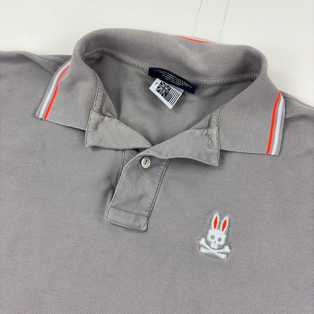 Psycho Bunny Polo Shirt Mens 3XL Gray Pima Cotton Logo Short Sleeve Knit
